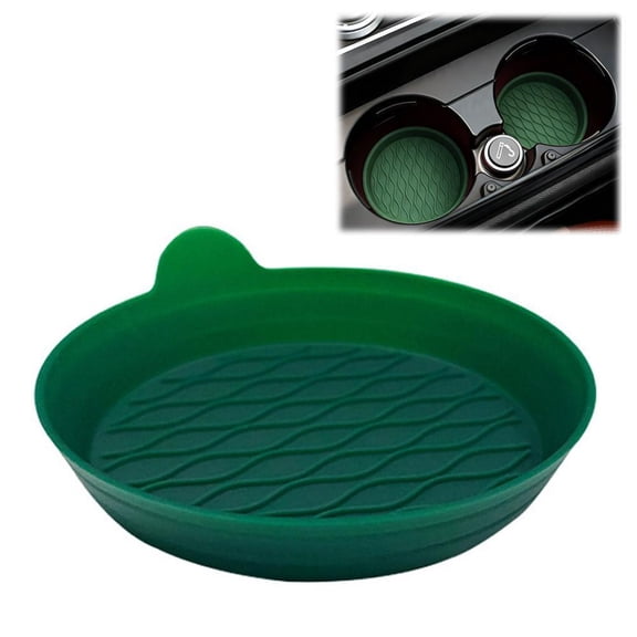 OADUKQ Car Cup Holder Coaster, Silicone Cup Holder Insert, Vehicle Console Cup Holders anti-slip, Green, 3.19 X 3.19 X 1.1 in