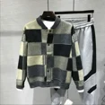 thumbnail image 4 of Suéteres de punto para hombre, ropa de hombre negra a cuadros con cuello, cárdigan grande, talla grande, estilo Harajuku japonés, holgado y ajustado, 4 of 5
