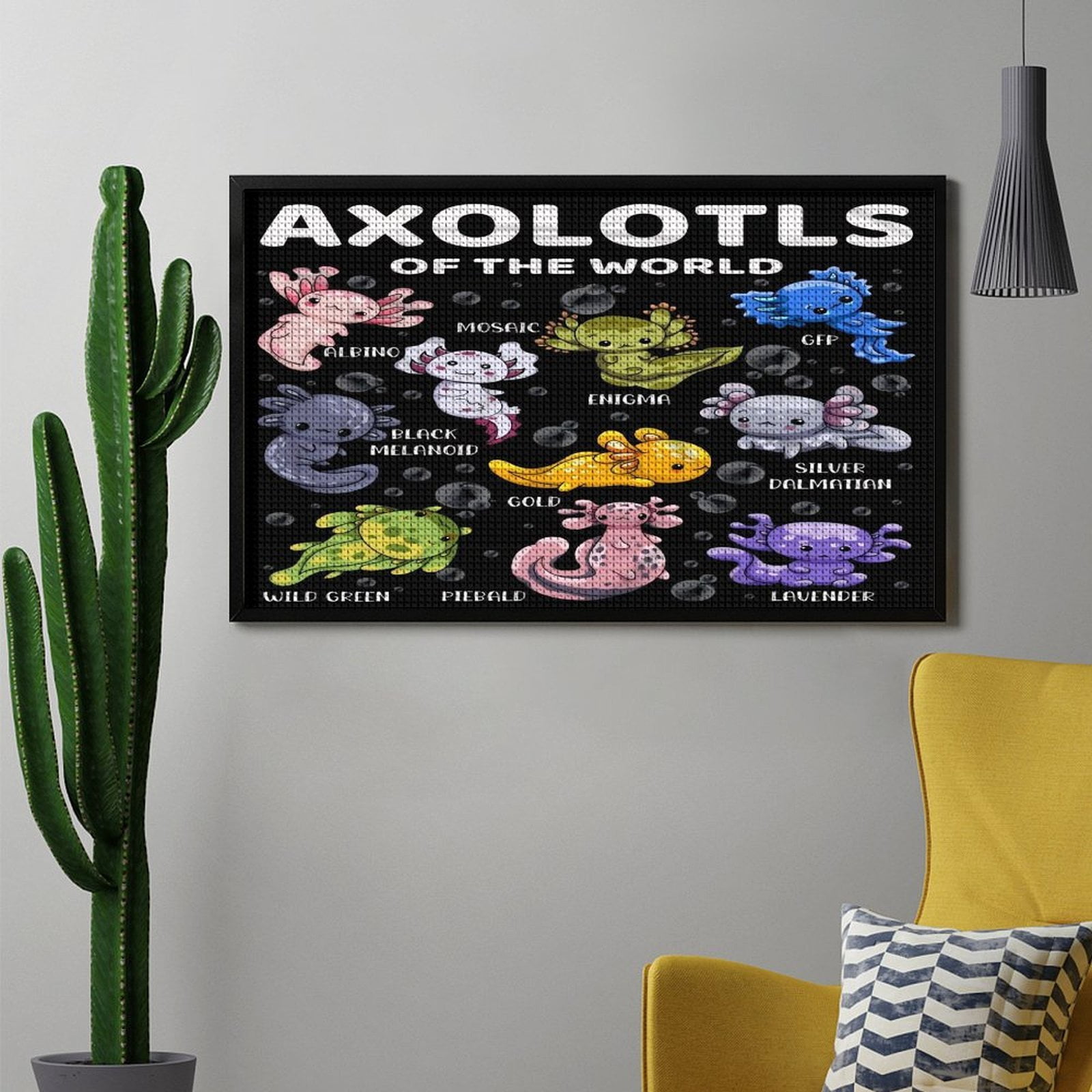 Axolotl Diamond Painting Horizontal (Square Diamond) (Canvas), A Craft For Beginners, Suitable As A Gift Or Home Wall Decoration 12"x20"