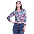 thumbnail image 4 of Moomaya Printed Round Neck Long Sleeve Crop Tops For Women Cotton Jersey T Shirt, 4 of 5