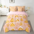 thumbnail image 3 of Manfei Merry Christmas 7pcs Bedding Comforter Set,Kawaii Gingerbread House Queen Bedding Sets,Pink Brown Queen Sheet Sets For Girls Teens,Luxury Bedroom Decor Reversible, 3 of 9
