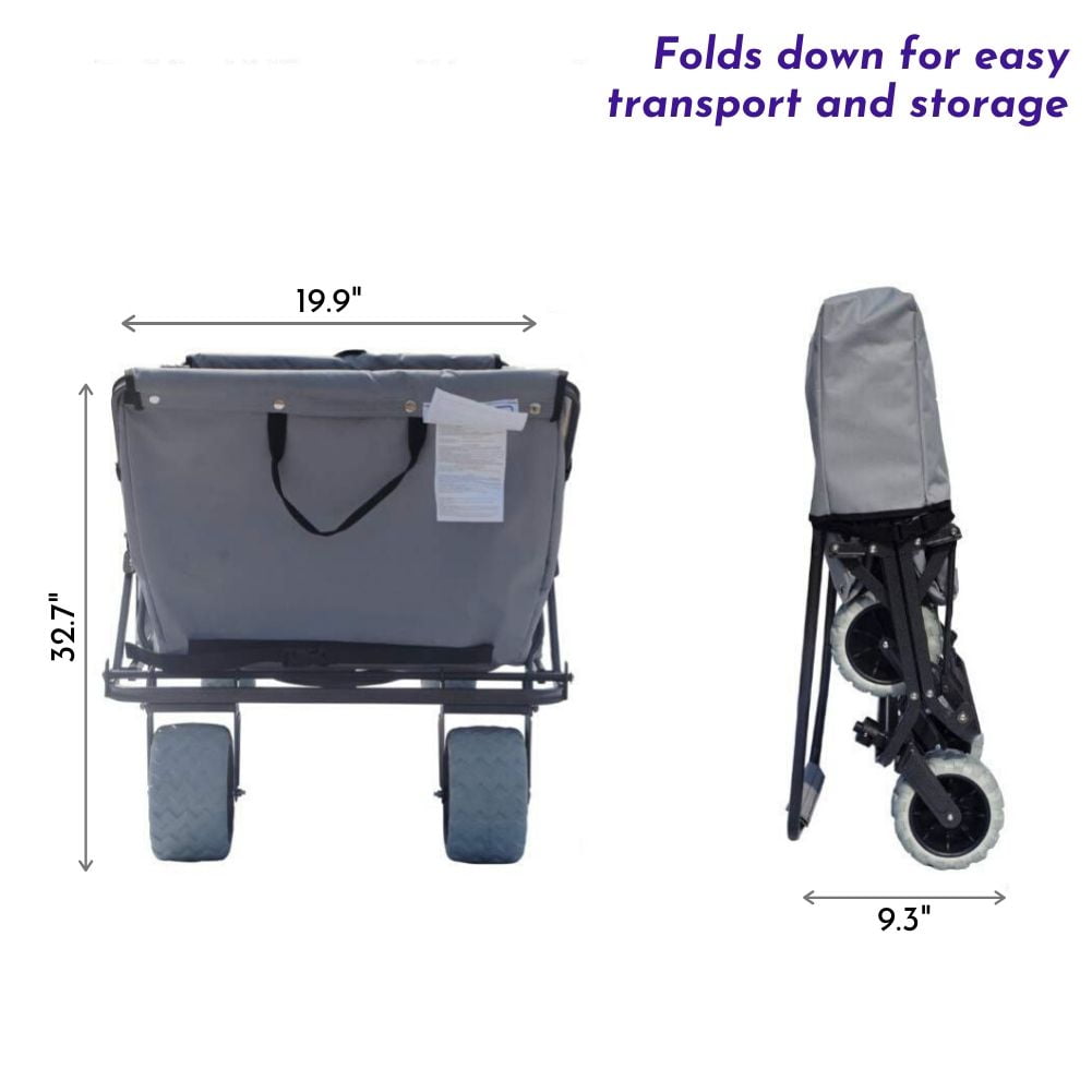 Impact Canopy Folding Utility Wagon, Collapsible, All Terrain Wagon, Extra Large, Grey