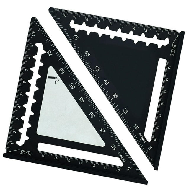 Regla triangular de 45/90 grados, escuadra métrica de carpintero, portátil, resistente al desgaste, para bricolaje Negro