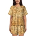 thumbnail image 1 of Balery Old Vintage Map Of Sea Conjunto de Pijama para Mujer con Estampado, Dos Piezas de Manga Corta y Shorts, Ropa de Dormir Suave con Cuello Redondo y Bolsillos-Medium, 1 of 6