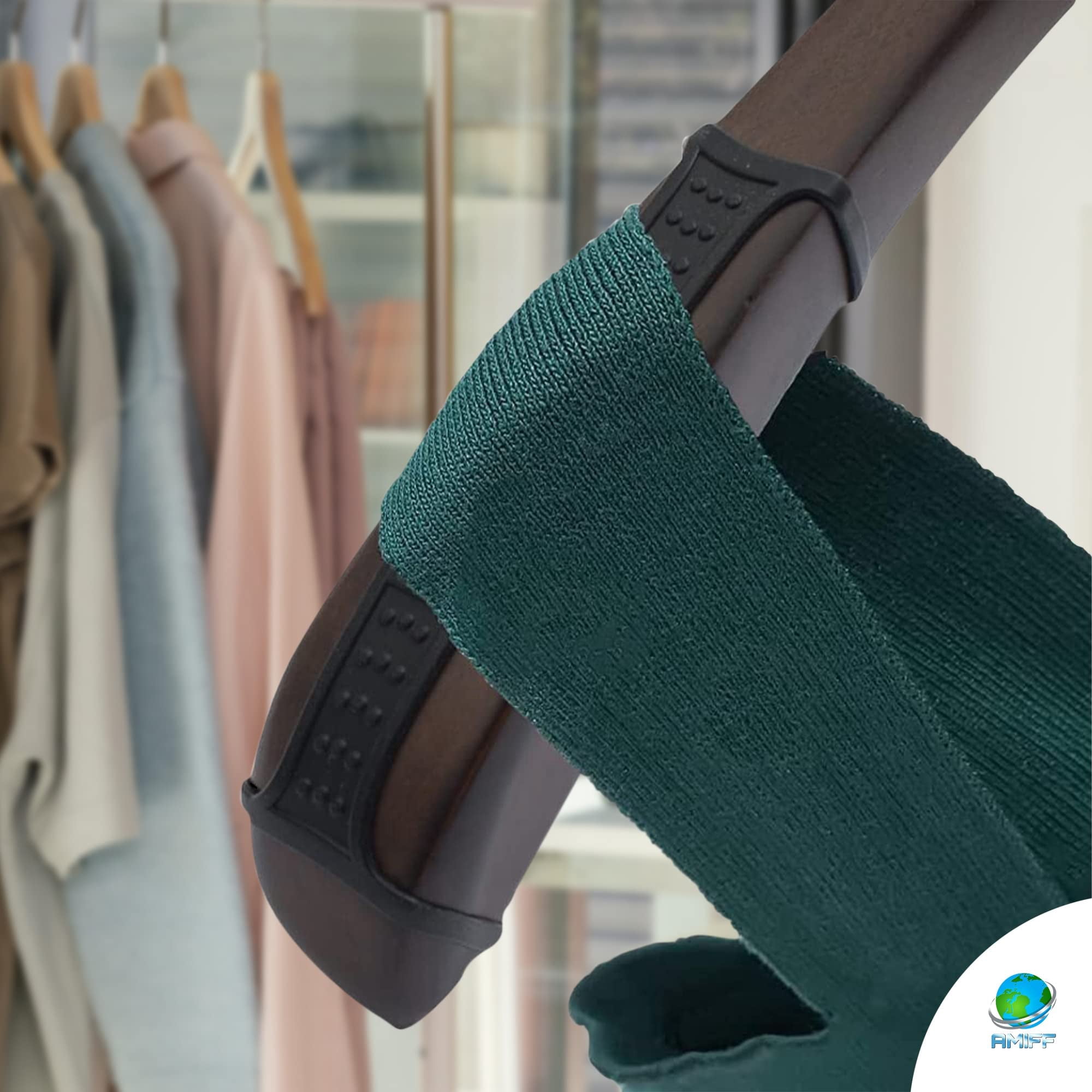 Black Clothes Hanger Grips. 10000 Pack of Non-Marking Silicone Non Slip Rubber Hanger Grips. Durable Nonslip Hanger Strips. Elastic and Light Clothing Hanger Strips with Dotted Surface