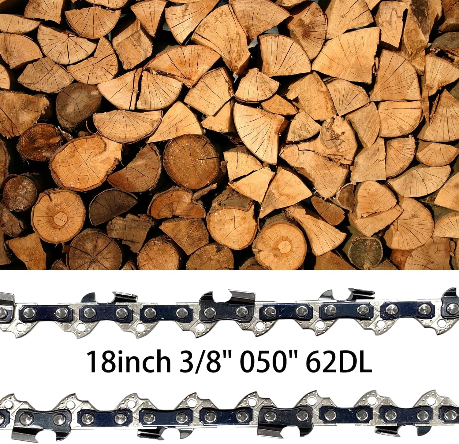 Opuladuo 2PC 18" Chain Replacement for EGO CS1804 CS1800-3/8" Pitch .050" Gauge 62 Drive Links