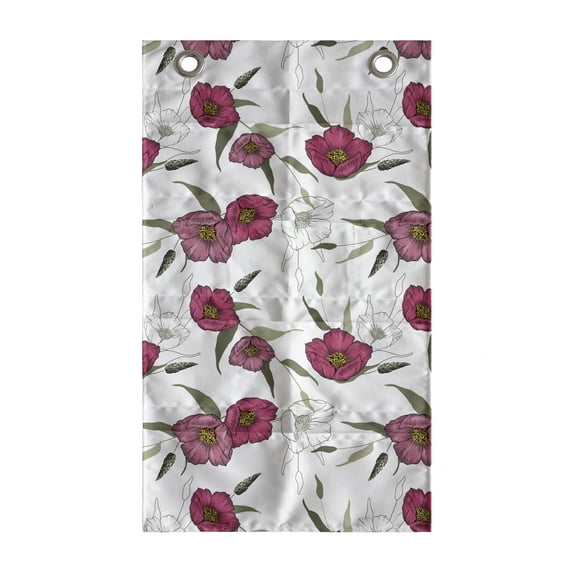 Floral Hanging Pocket Organizer, Pink Gracious Poppy Pattern on Plain Background, Printed Polyester Storage Bag with Pockets, 21" x 31", Dried Rose Army Green
