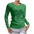 thumbnail image 2 of Uootdi Womens St Patrick's Day Tops Crewneck Shamrock Print Long Sleeve Shirts Parades Holiday Gatherings Tees Blouses Gift, 2 of 6