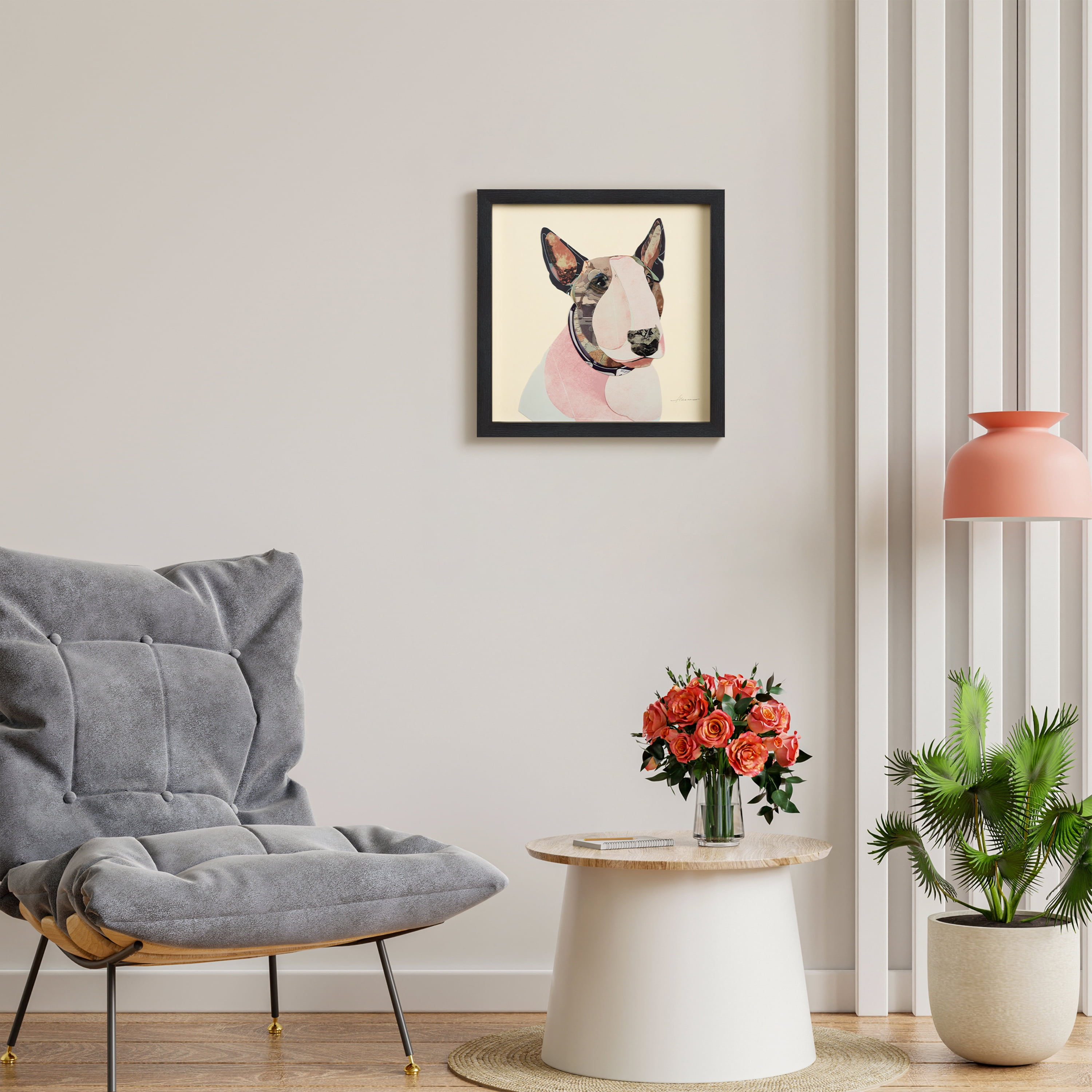 Empire Art Direct American Bull Terrier Dimensional Collage Framed Graphic Art Under Glass Wall Art, 17" x 17" x 1.4", Ready to Hang