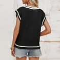 thumbnail image 4 of RMGVDSD Womens Tops V Neck Oversized Sweaters Vest Sleeveless Knit Pullover Striped Sweater Casual Tennis Top Solid Color Loose Fit Basic Pullover Top /Black, 4 of 6