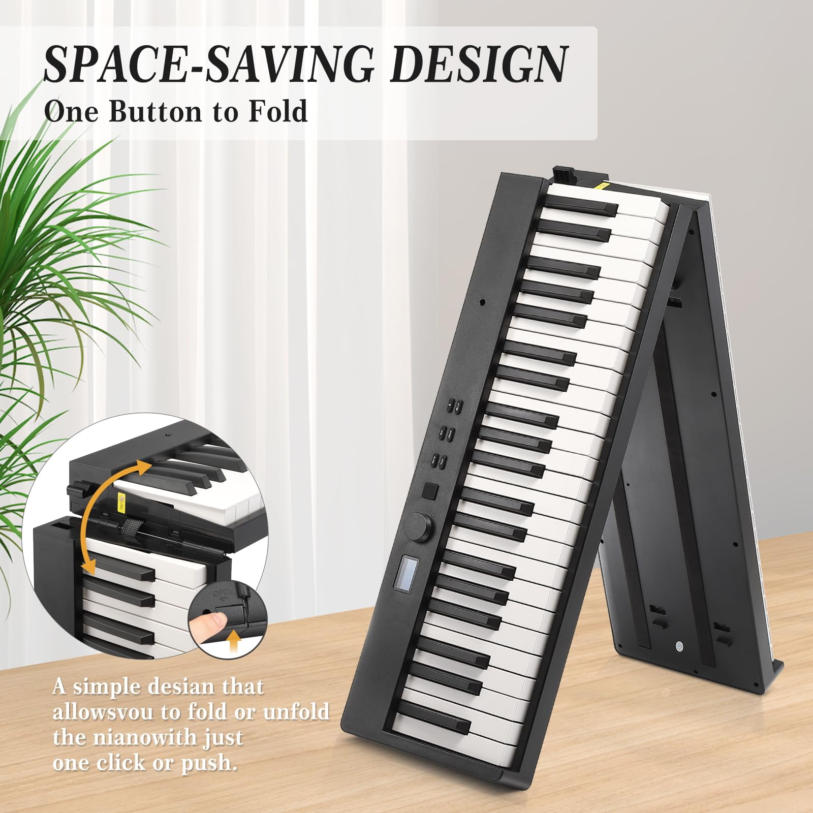 AOILE Complete 88-Key Folding Piano Keyboard Bundle - Full Size Digital Piano with Stand,Pedal, Headphones, Handbag, USB MIDI, Multifunctional for Beginners & Adults, Multifunctional Con