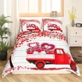 thumbnail image 2 of Valentines Tractor Duvet Cover Twin Girly Red Heart Tree Bed Set Rose Floral Bedding Set Red Vehicle Truck Comforter Cover Love Geometric Quilt Cover Heart Pattern Bedspread Cover,2Pcs, 2 of 6
