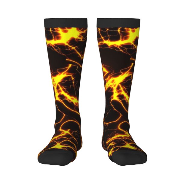 Balery Orange Lightning Calcetines novedosos Calcetines deportivos Calcetines hasta la rodilla Calcetines de algodón Calcetines originales y geniales