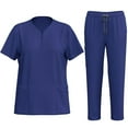 thumbnail image 2 of BiZtdJrK Scrubs for Women, Casual Zip V Neck Scrub Tops & Yogga Pants 2 Piece Sets Summer Short Sleeve Quick Dry Medical Nursing Uniform Scrubs Set Dark Blue L Prime By Hour, 2 of 8