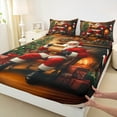 thumbnail image 3 of Manfei Cartoon Santa Claus Queen Sheet Sets,Xmas Tree Flat Sheet,Merry Christmas Queen Fitted Sheet For Girl Kids,Super Cozy Room Decor,4 Pieces, 3 of 7