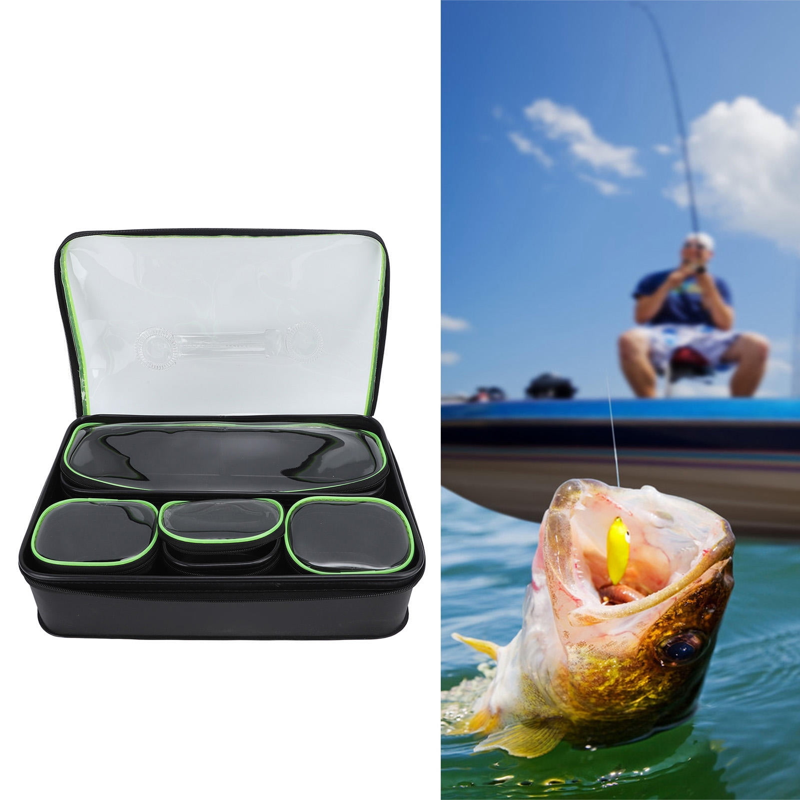 YAHHU 5‑Pack Thickened EVA Fishing Tool Pouch – Waterproof, Large‑Capacity, Multi‑Compartment Tackle Box Set for Outdoor Travel