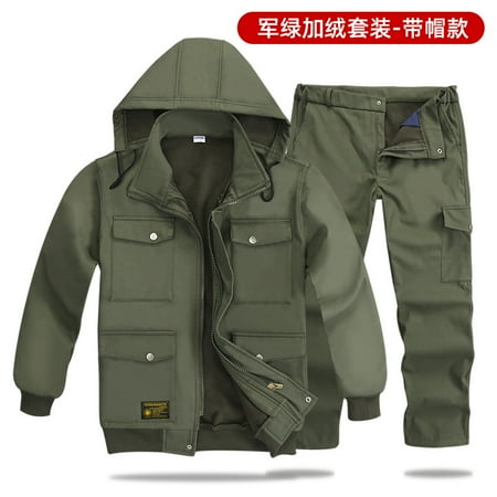 

Winter whole body fleece-lined work clothes suit men‘s thickened cold-proof warm construction site work wear-resistant scratch-proof labor protection