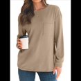 thumbnail image 3 of Tops de Larga para Mujer, Holgados, Bonitos, Gruesos, para Otoño e Invierno, Ropa de Crucero A Caqui XL, 3 of 9