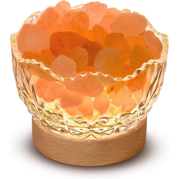 Himalayan Salt Lamp, , Wooden Base, 10 Levels of Light Intensity Adjustment, USB Plug, 1 Year Warranty