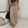 thumbnail image 2 of Abomasnow Women's Wide Leg Pants Elastic High Waist Loose Trousers Casual Soft Breathable Beach Vocation Pants with Pockets, 2 of 6
