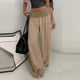 thumbnail image 1 of TaTaai Women's Fashion Loose Straight Long Pants Solid Color High Waist Patchwork Linen-Like Fabric Soft Casual Trousers for Daily and Home Occasions Gift, 1 of 6