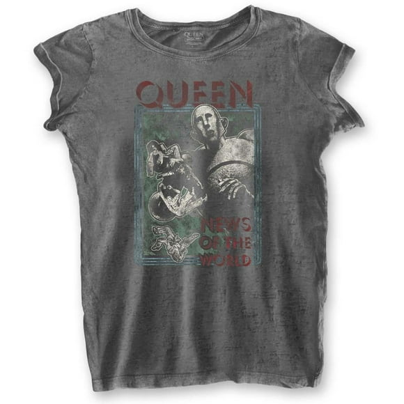 Queen T-Shirt Burnout Nouvelles du Monde pour Femmes