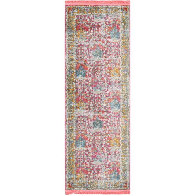 Rugs.com Paragon Collection Rug – 6 Ft Runner Pink Medium-Pile Rug Perfect  For Hallways, Entryways