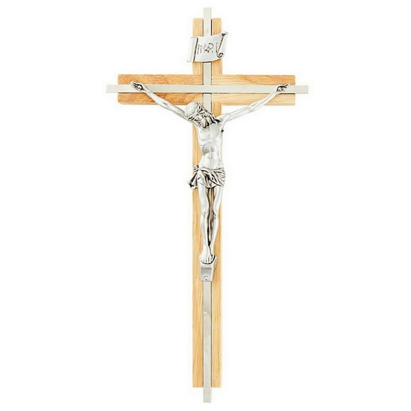 Oak Crucifix With Silver Inlay