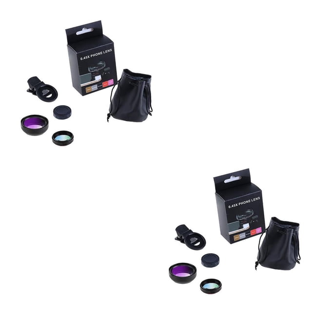 Guardoinrt Lens Wide Angle 0.45X Clip-on Universal Camera Microscope Optical Photographs Device Smartphone Cell Phones Black 2Set