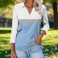 thumbnail image 4 of fatyb 3/4 Length Sleeve Womens V Neck Tops with Collar Casual Loose Tunic Shirts Dressy Blouses for Women, 4 of 7