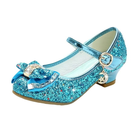 Gvdentm Toddler Girls Dress Shoes Oxford Wedding Dress Shoes Classic School Uniform Flats Formal Casual Loafer for Toddler Little Kid Girls Silver Dress Shoes (11 Blue)