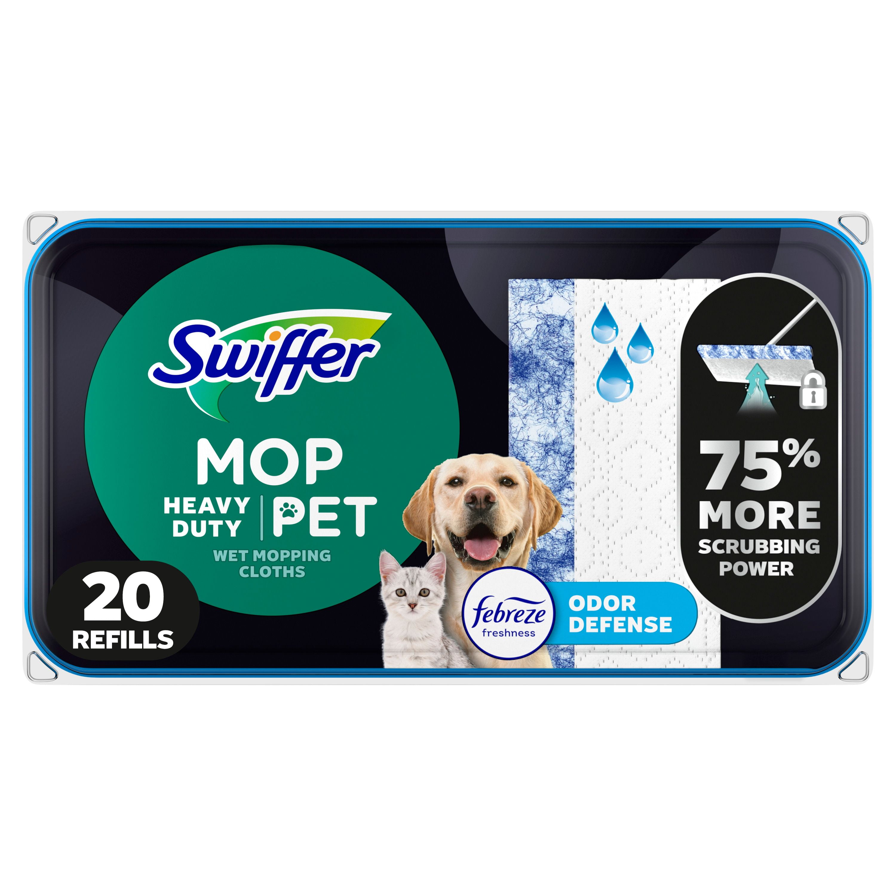 Swiffer Sweeper Pet Heavy Duty Wet Multi-Surface Cloth Refills for Floor Mopping and Cleaning, Fresh Scent, 20CT