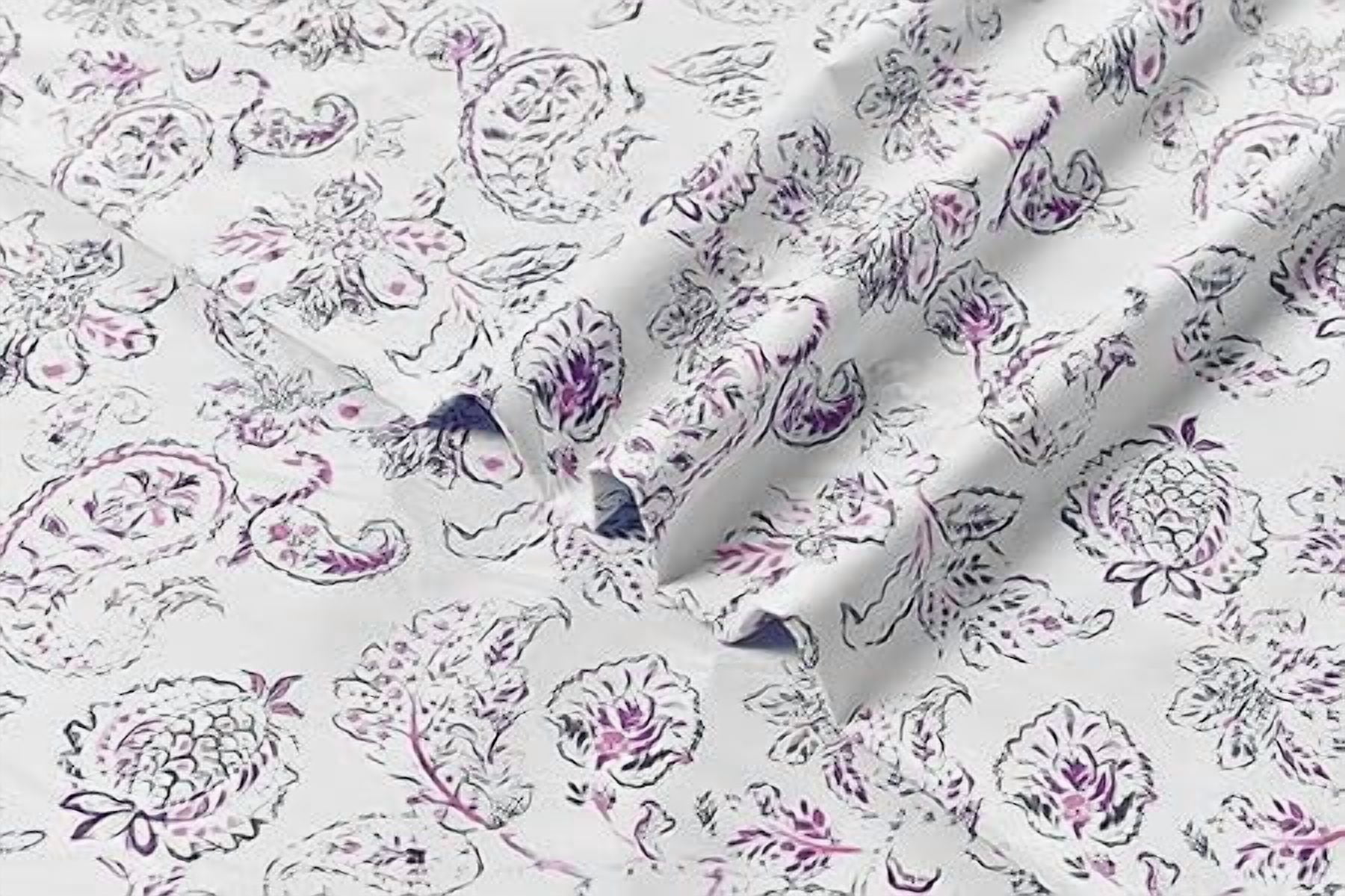 Elegant Comfort Amelia Paisley Printed 6-Piece Sheet Set, Deep Pocket, Fade and Wrinkle Resistant, Fitted sheets with Smart Pockets, TwinXL, Purple
