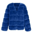 thumbnail image 3 of BiZtdJrK Womens Cropped Faux Fur Jackets Long Sleeve Open Front Fleece Cardigans Solid Casual Fluffy Plush Coats Going Out Tops Summer Savings Blue L, 3 of 5