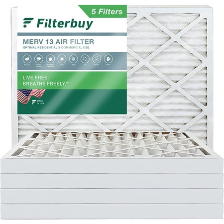 

Filterbuy 16x20x2 MERV 13 Pleated HVAC AC Furnace Air Filters (5-Pack)