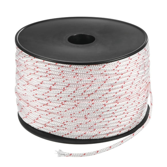 Uxcell Recoil Starter Rope Pull Cord 4mm 100m Nylon Pull Cord for Chainsaw White Red