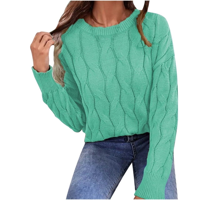 IROINID Chandail à Col Rond pour Femmes Couleur Unie Décontracté Court Manches Longues Automne et Hiver avec Boutons