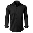 thumbnail image 4 of HomeDM Men's Button Down Dress Shirts, Long Sleeve Slim Fit Work Shirt with Pocket, Solid Color, Black, 4 of 6