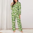thumbnail image 2 of Rateoe Cartoon Frogs Pattern Womens Pajamas Set Long Sleeve Sleepwear Button Down Nightwear Soft Cotton Pj Lounge Sets-, 2 of 7