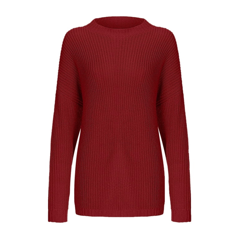 High Collar Bat Sleeve Loose Solid Color Sweater High Collar Bat Sleeve Loose Solid Color Sweater