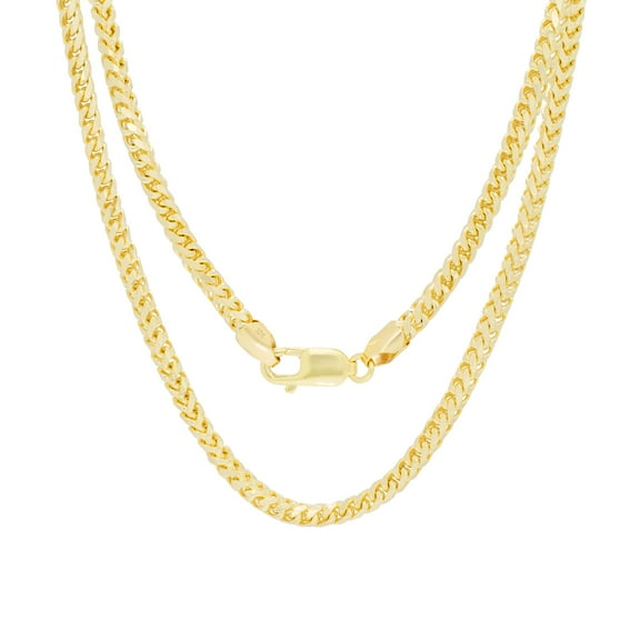 Nuragold 10k Real Yellow Gold Solid Franco Diamond Cut 4mm Spiga Wheat Chain Necklace (18"-30") Italian Jewelry for Men