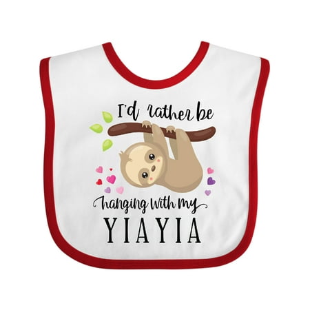

Inktastic Sloth I d Rather Be Hanging with Yiayia Gift Baby Boy or Baby Girl Bib