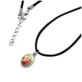 thumbnail image 2 of Christmas Holiday Here Comes Santa Claus Graphic Antiqued Oval Charm Pendant with Black Satin Cord, 2 of 4