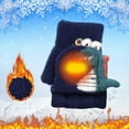 thumbnail image 2 of TIELUTT Cartoon Dinosaur Print Knitted Warm Convertible Flip Mittens Top Fingerless Children Winter Cold Weather Gear Men Warm Clothes for Men Winter Camping Womens Visors No Headache Womens Baseball, 2 of 4