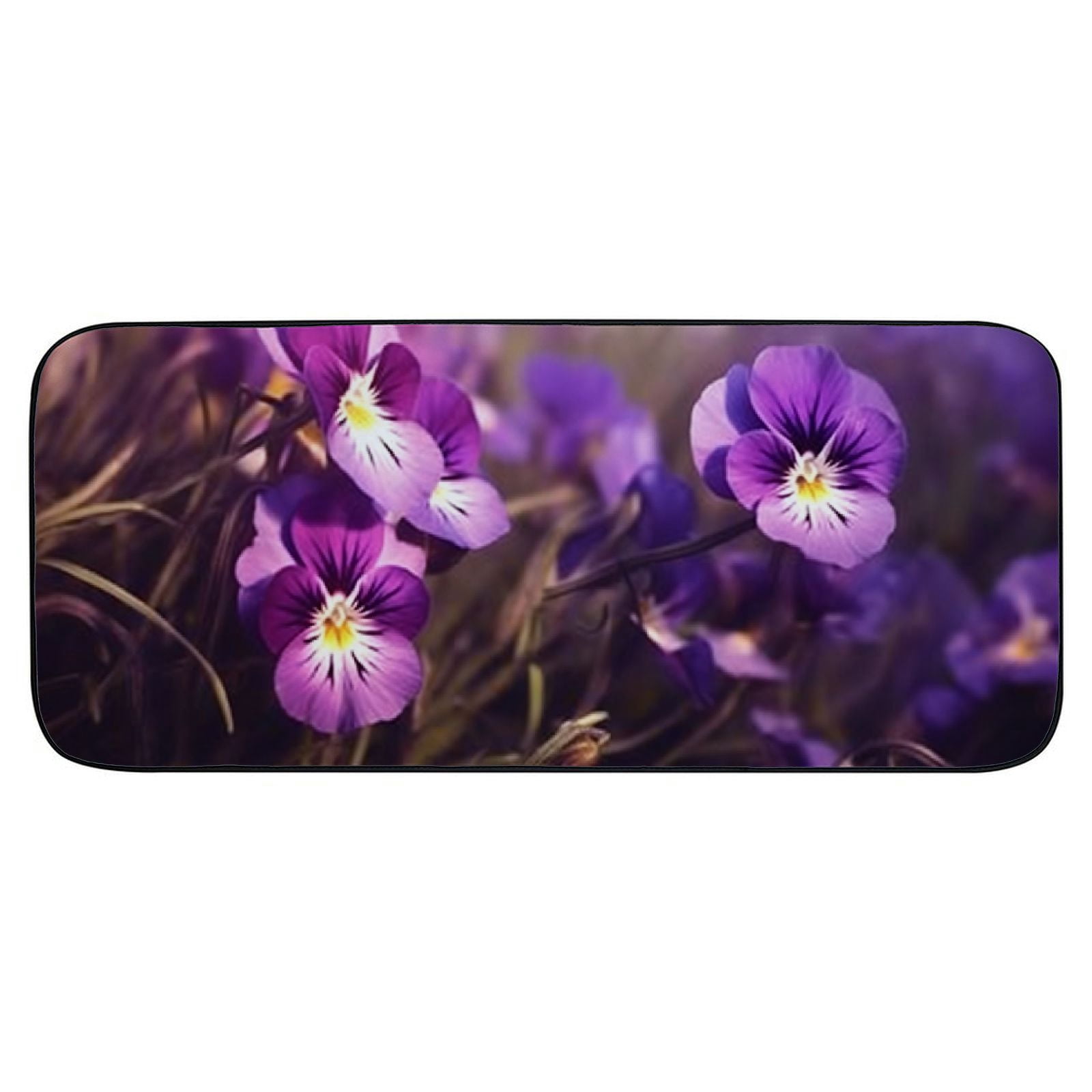 Qinduosi Decorative Door Mat, Door Mat with Non-Slip Rubber Backing, Easy Cleaning, Traps Dirt, for Entry, Patio, Garage - Pansy Violet Blue Purple Garden in The Garden 19.68*47.24 in