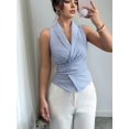 thumbnail image 6 of Womens Striped Sleeveless Shirt Tie Waist Slim Fit Tank Top Casual Chic Blouse Summer Tunic Vest Stripes L, 6 of 9