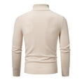 thumbnail image 4 of Men's Ribbed Knit Sweater Turtleneck Knitted Pullover Top Lightweight Solid Color Long Sleeve Sweatshirt for Men (Beige 2XL), 4 of 6