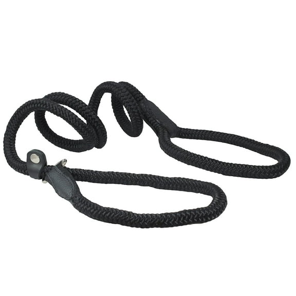 Dogs My Love Nylon Rope Slip Dog Lead Adjustable Collar and Leash 6ft Long (Large: 0.4" (10mm), Black)