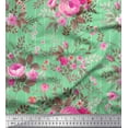 thumbnail image 1 of Soimoi Cotton Cambric Fabric Stripe,Leaves & Rose Floral Printed Craft Fabric by The Yard 56 Inch Wide, 1 of 1