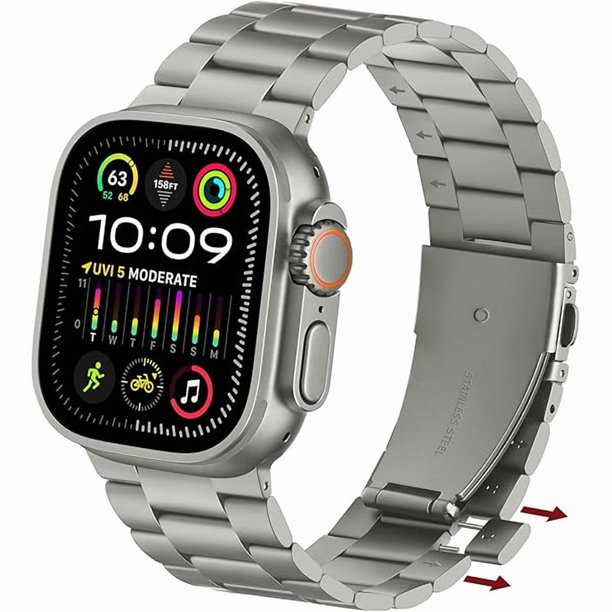 wonima44 No Tool Needed Bands Compatible with Apple Watch Band 49mm 46mm 45mm 44mm 42mm for Women Men, Stainless Steel Metal Strap Designed for iWatch Ultra 3/2/1 SE Series 11 10 9 8 7 6-1 (Titanium)